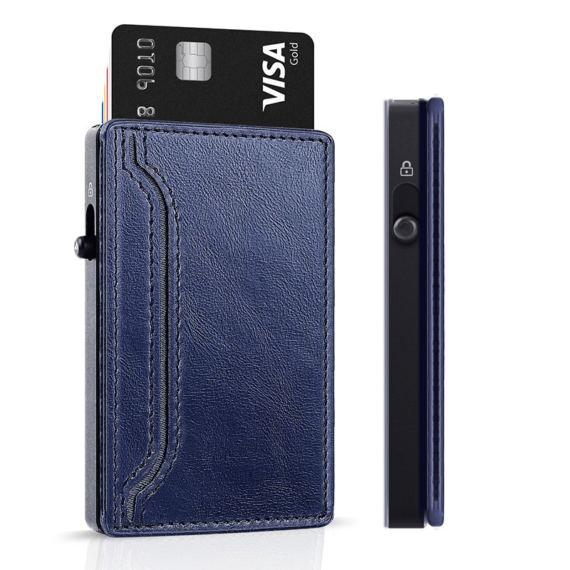 TOYFID Wallet With PU Leather Cover,Aluminum Alloy Pop Up Wallet Card Holder