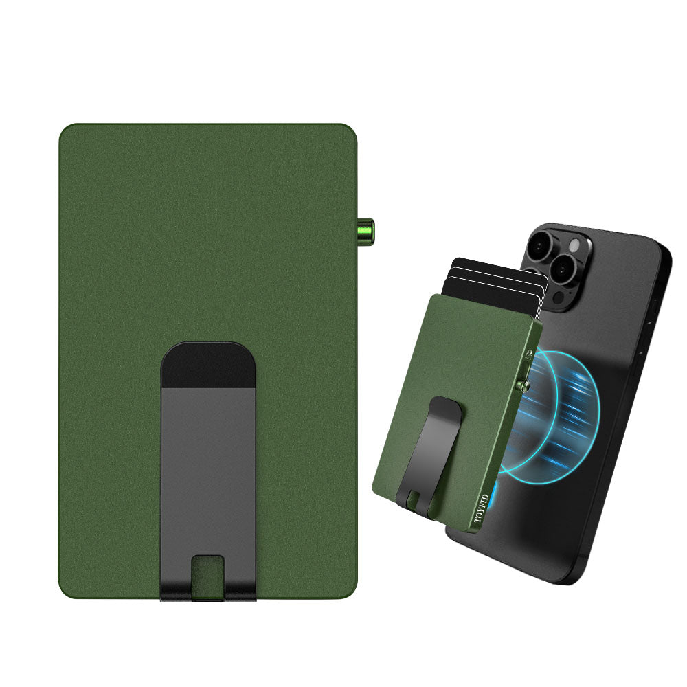 Cartera minimalista desplegable con clip para billetes, tarjetero delgado de aluminio deslizante con RFID