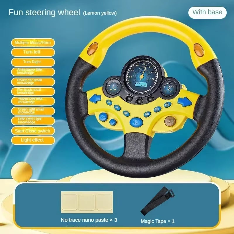 Kids Steering Wheel for Backseat Simulated Driving Steering Wheel Toy with Light Music 