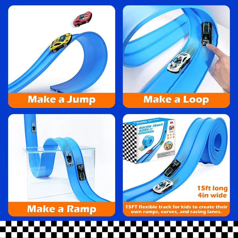 Flexible Race Track Children Toys DIY Double-Track Racing Car Ramp Track