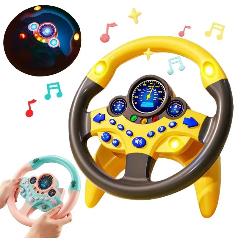 Kids Steering Wheel for Backseat Simulated Driving Steering Wheel Toy with Light Music 
