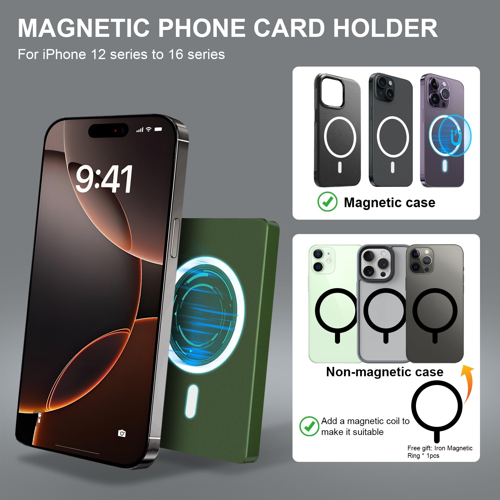 Cartera minimalista desplegable con clip para billetes, tarjetero delgado de aluminio deslizante con RFID