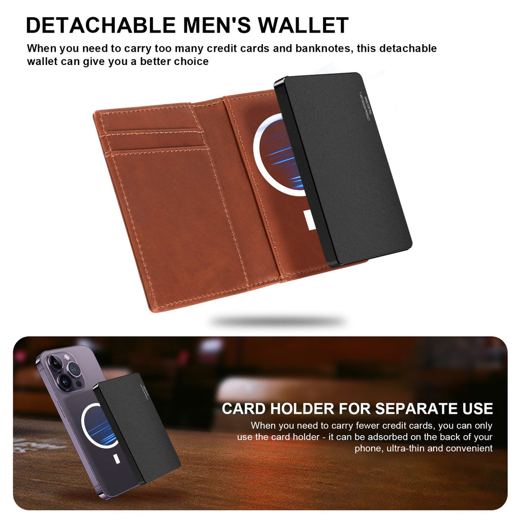 Cartera TOYFID de aleación de aluminio con funda de cuero genuino para hombre