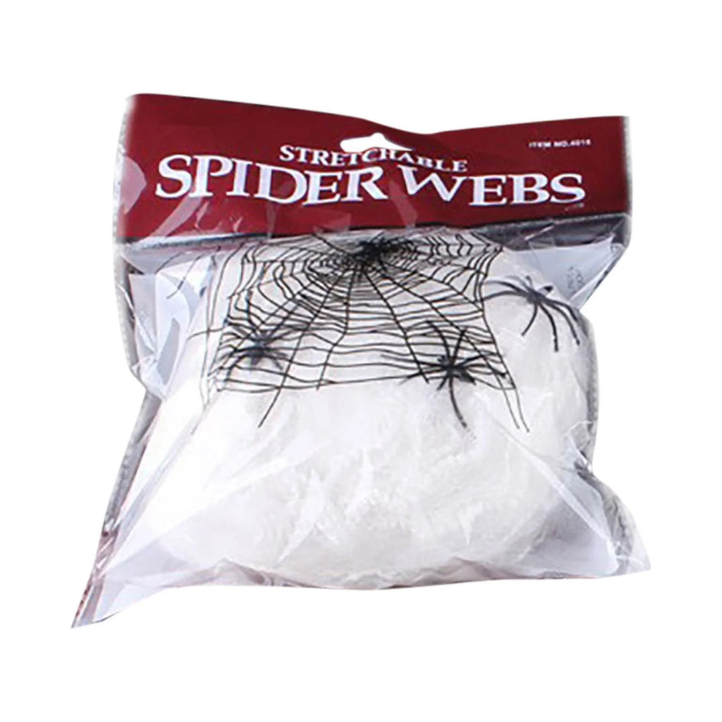 Halloween Spider  Decorations, with 2 Black Fake Spiders, Outdoor Large Stretch Spider Cobwebs Indoor White Halloween Decorations