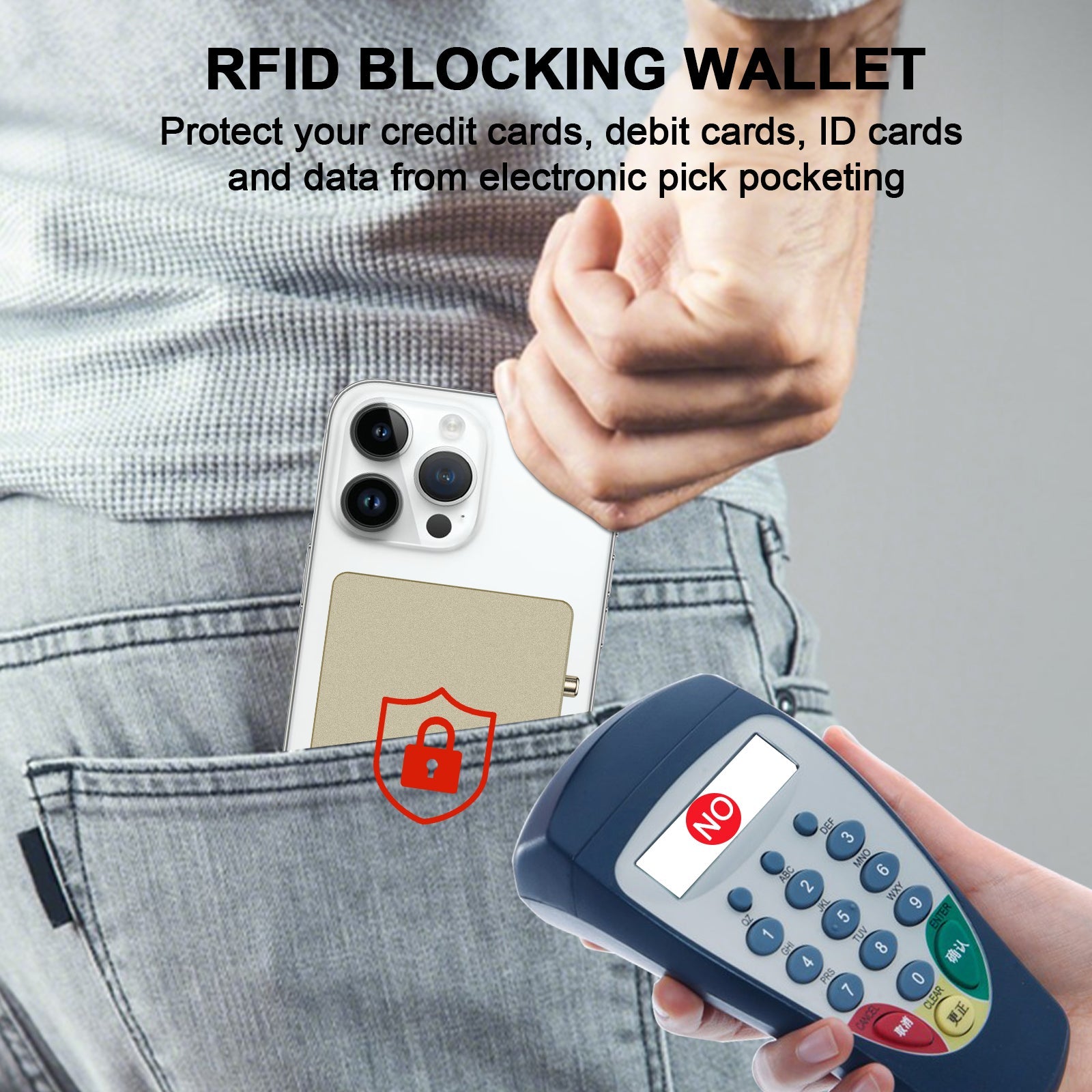 Cartera delgada TOYFID de aluminio con RFID y soporte para Airtag