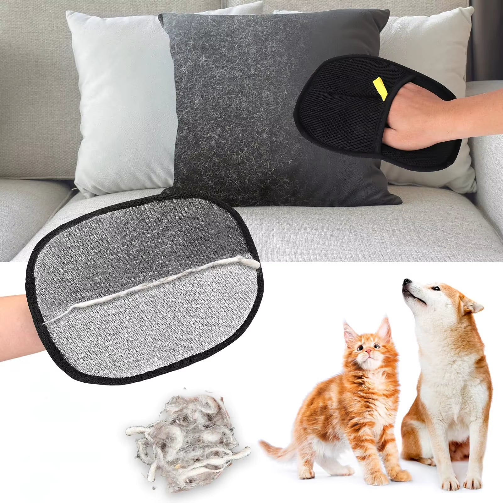 Guantes de aseo para mascotas de doble cara