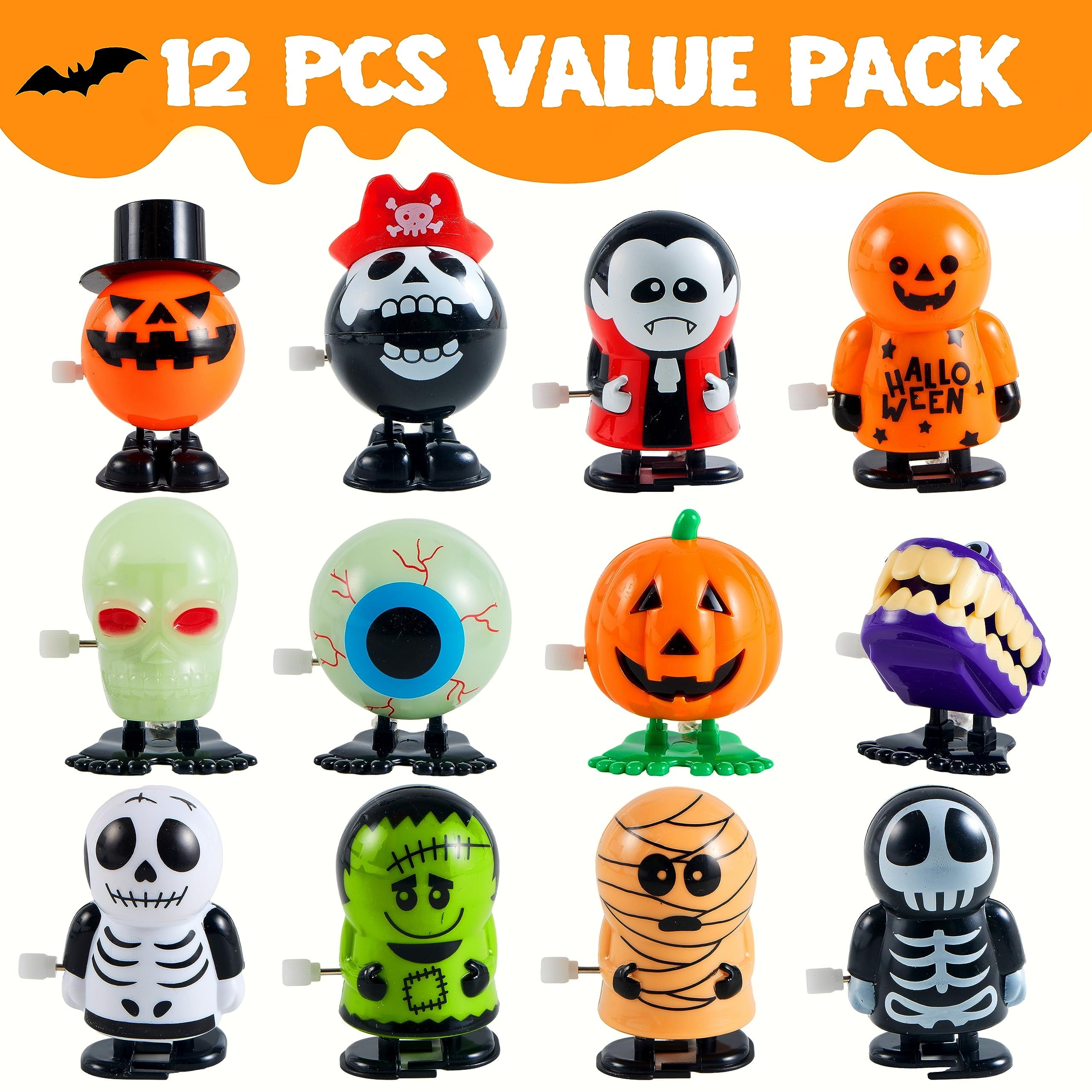 12 Pcs Halloween Wind up Toys for Kids,Halloween.