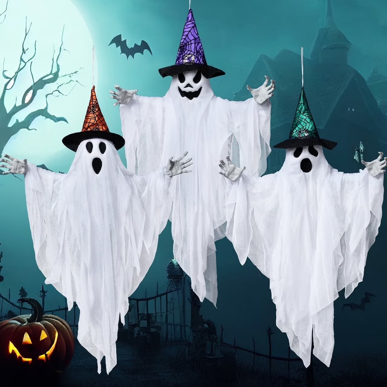 3 Packs Hanging Ghost Halloween Decorations 