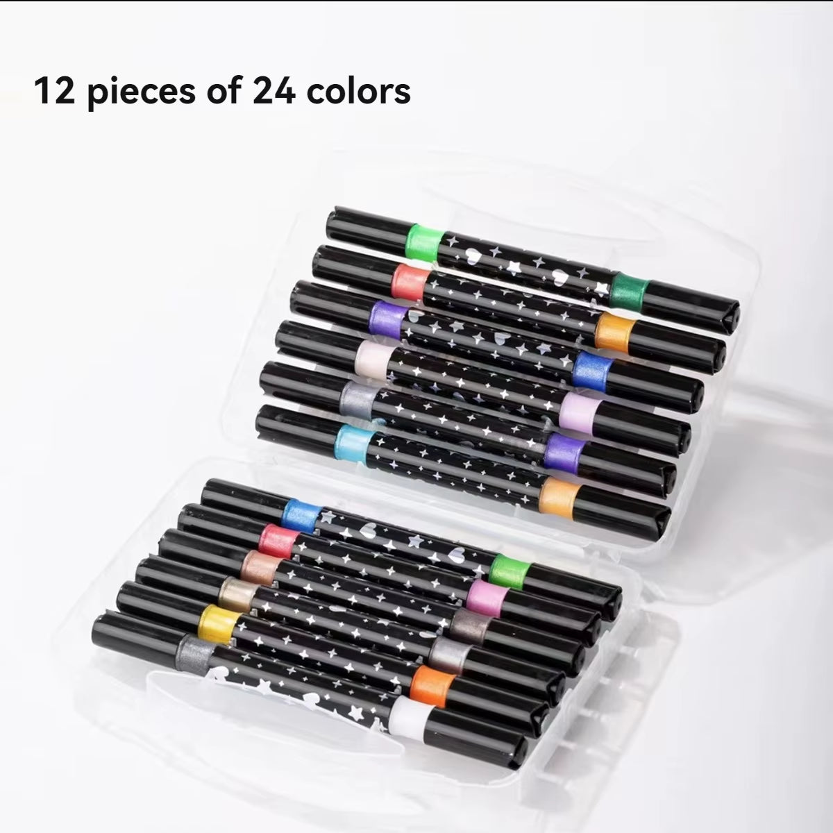 Juego de rotuladores con purpurina de doble punta, de secado rápido, ideales para manuales, dibujos, colorear y pósteres.