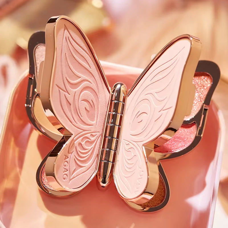 Paleta de sombras de ojos con diseño de mariposa, fácil de colorear, brillo, maquillaje mate, maquillaje para mujeres