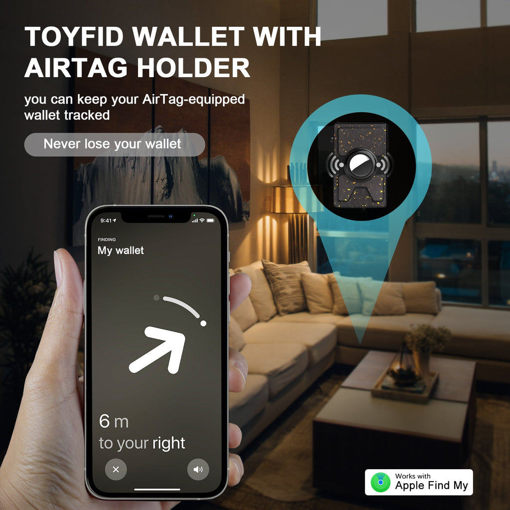 TOYFID - La mejor cartera de fibra de carbono forjada para hombre con soporte para Airtag y placa de expansión