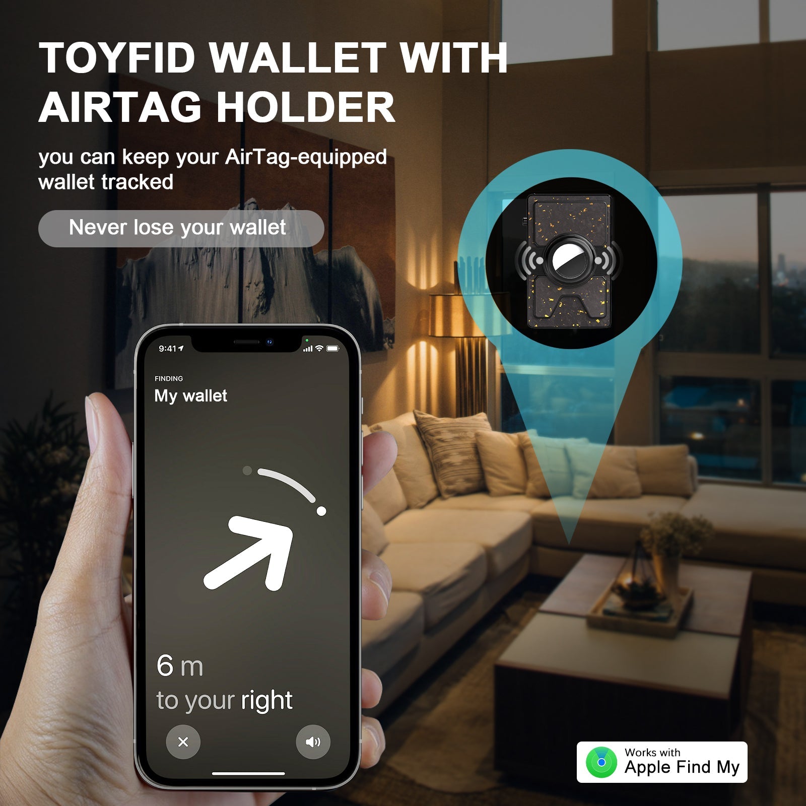 TOYFID - La mejor cartera de fibra de carbono forjada para hombre con soporte para Airtag y placa de expansión