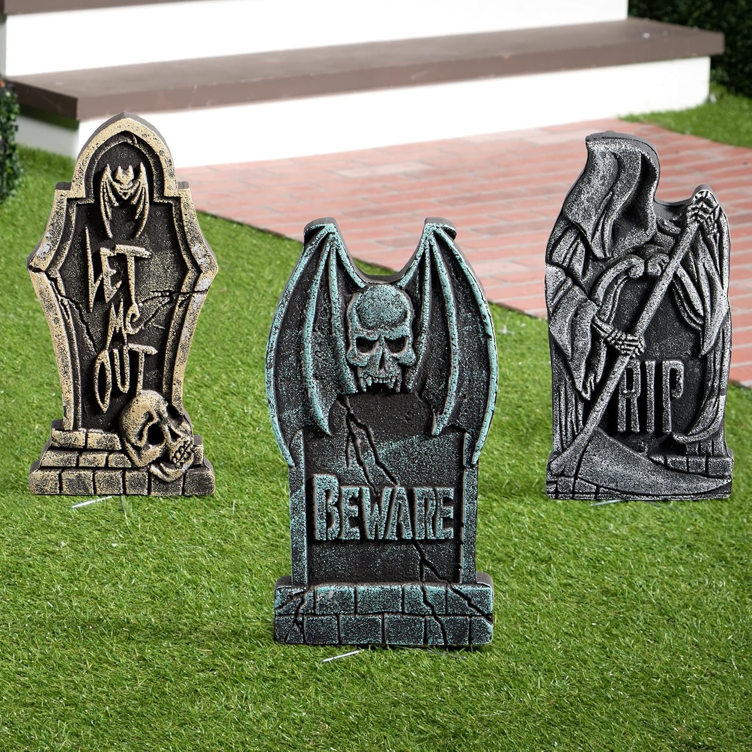 5 Pack 17 Inch Halloween Outdoor Tombstone Decorations