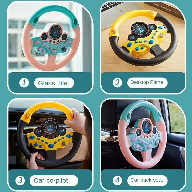 Kids Steering Wheel for Backseat Simulated Driving Steering Wheel Toy with Light Music 