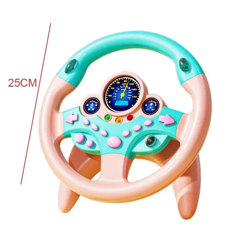 Kids Steering Wheel for Backseat Simulated Driving Steering Wheel Toy with Light Music 