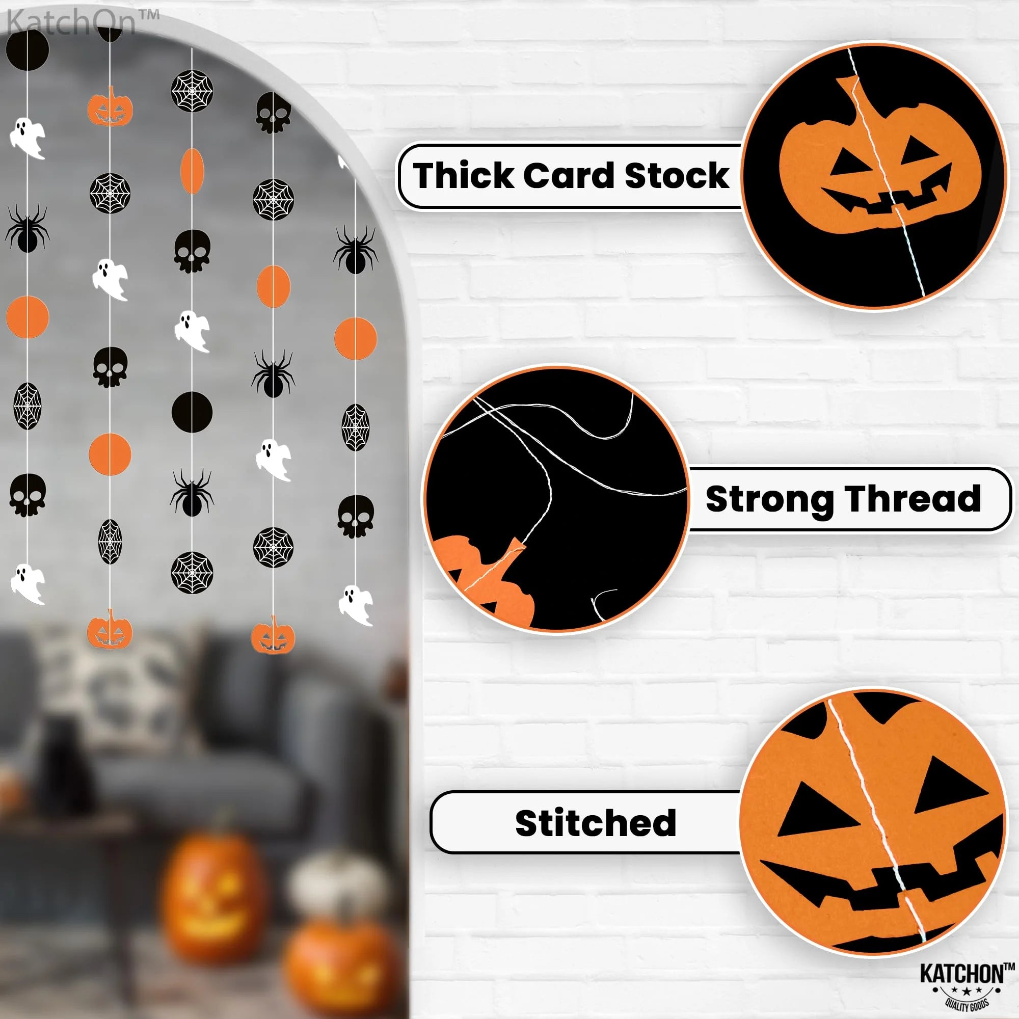 Orange and Black Halloween Garland and Pumpkin Garland, Halloween Decorations