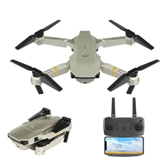Dron cuadricóptero plegable, portátil, gran angular, con cámara dual 4K HD y control remoto FPV WiFi.