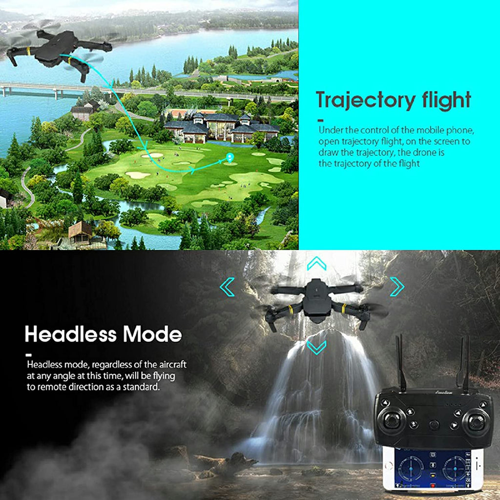 Dron cuadricóptero plegable, portátil, gran angular, con cámara dual 4K HD y control remoto FPV WiFi.