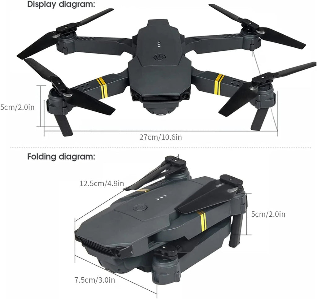 Dron cuadricóptero plegable, portátil, gran angular, con cámara dual 4K HD y control remoto FPV WiFi.