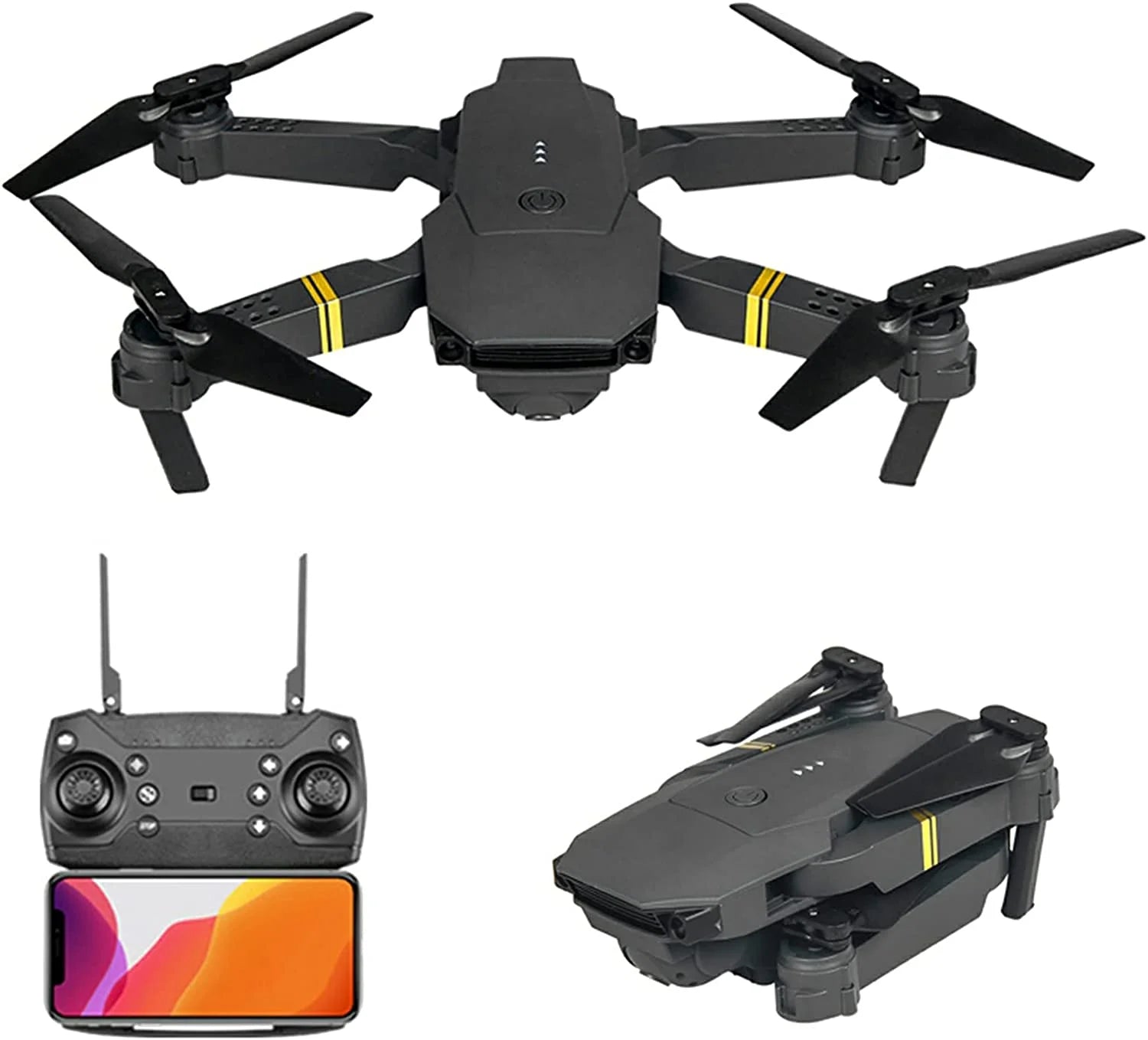 Dron cuadricóptero plegable, portátil, gran angular, con cámara dual 4K HD y control remoto FPV WiFi.