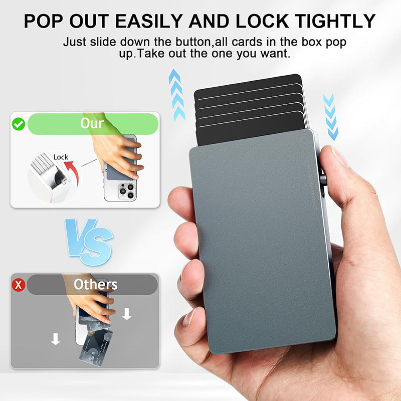 Cartera TOYFID de aluminio desplegable con RFID, delgada y básica, personalizada para tarjetas, para hombre