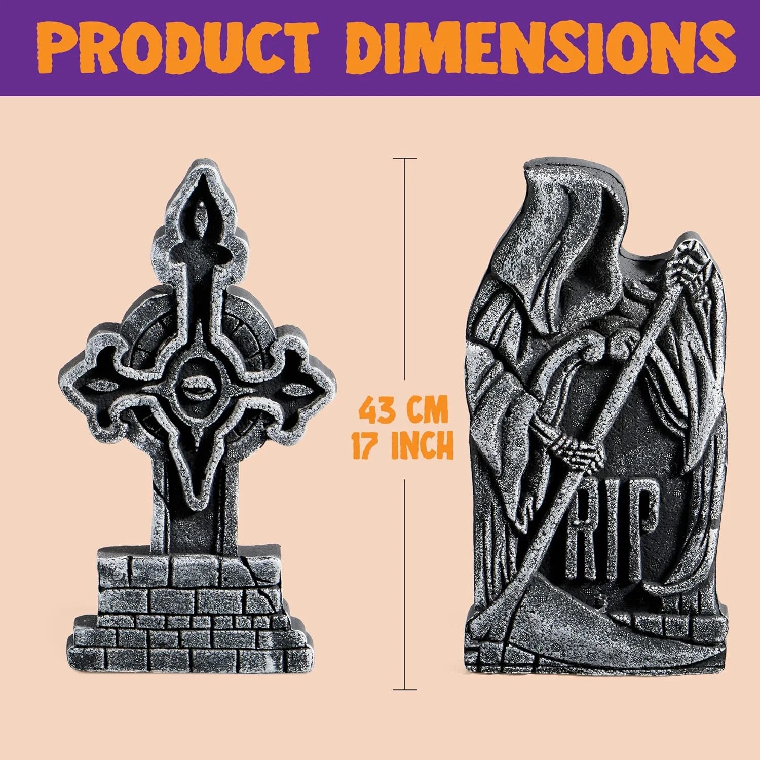 5 Pack 17 Inch Halloween Outdoor Tombstone Decorations