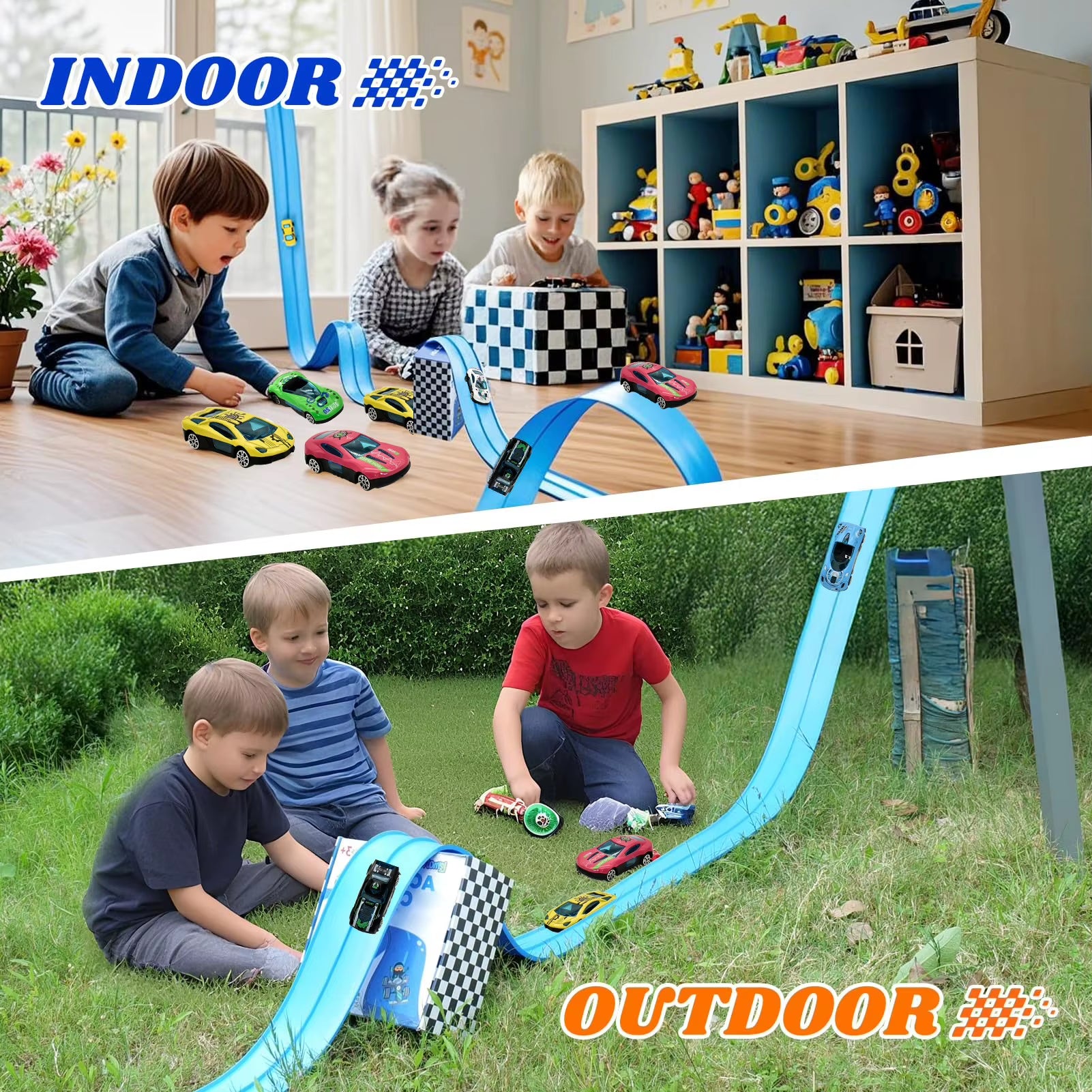 Flexible Race Track Children Toys DIY Double-Track Racing Car Ramp Track