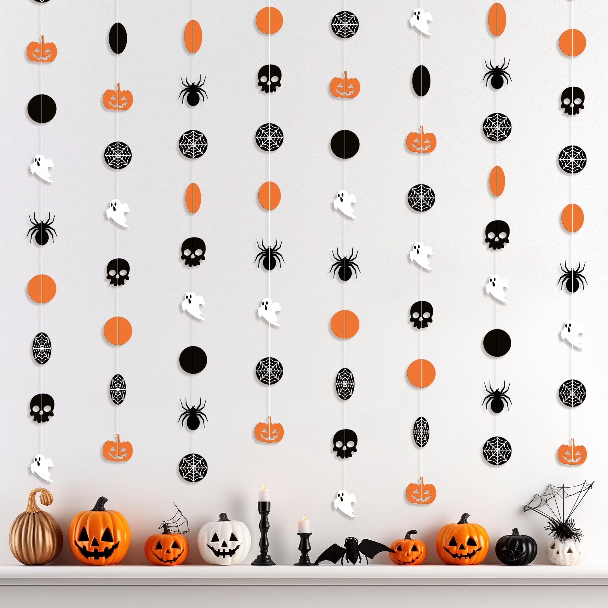 Orange and Black Halloween Garland and Pumpkin Garland, Halloween Decorations