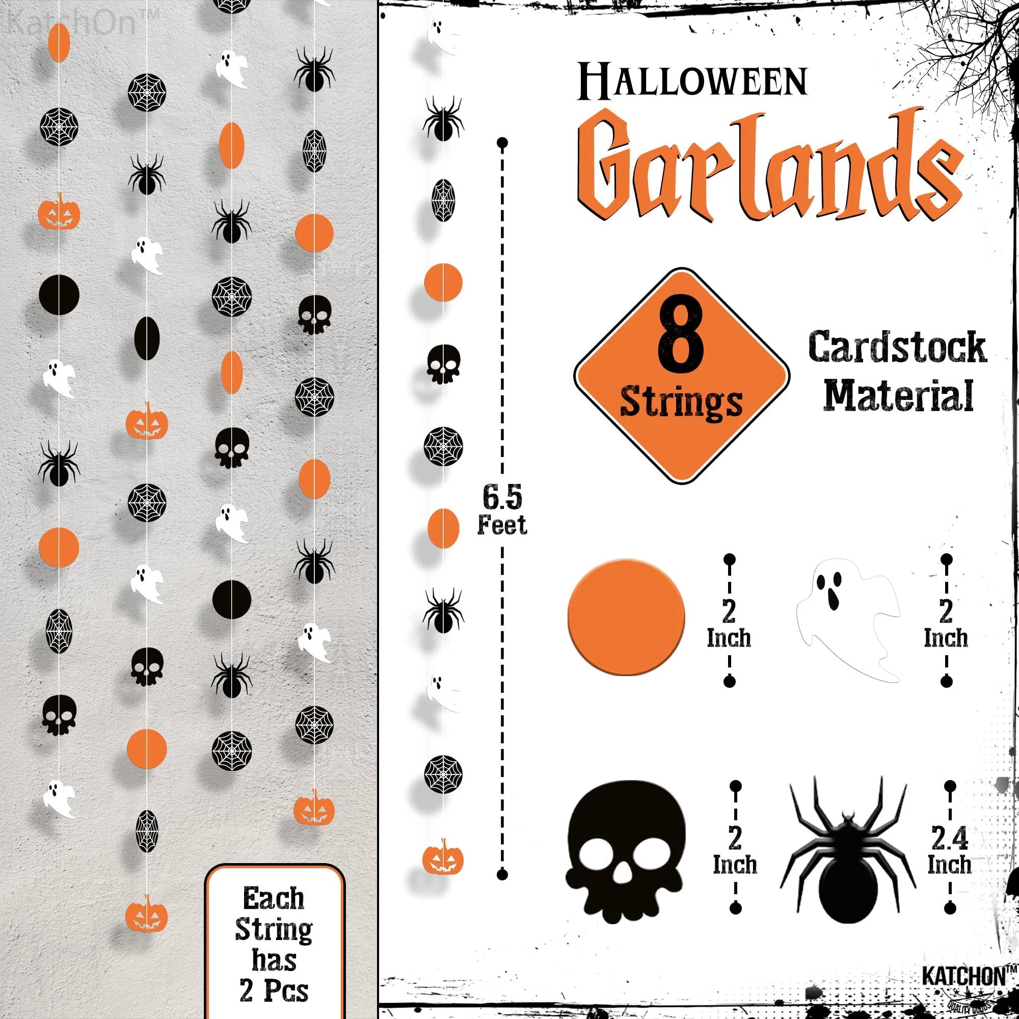 Orange and Black Halloween Garland and Pumpkin Garland, Halloween Decorations
