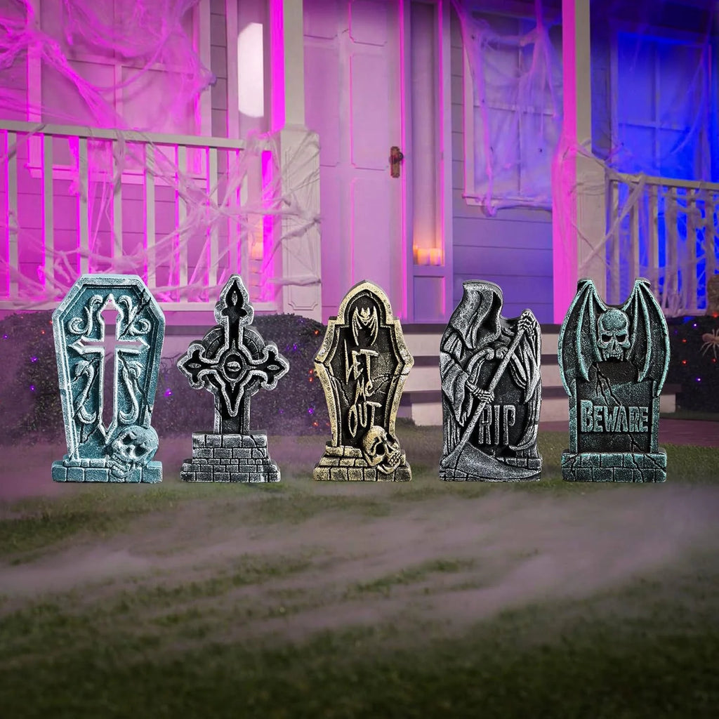 5 Pack 17 Inch Halloween Outdoor Tombstone Decorations