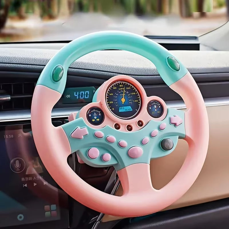 Kids Steering Wheel for Backseat Simulated Driving Steering Wheel Toy with Light Music 