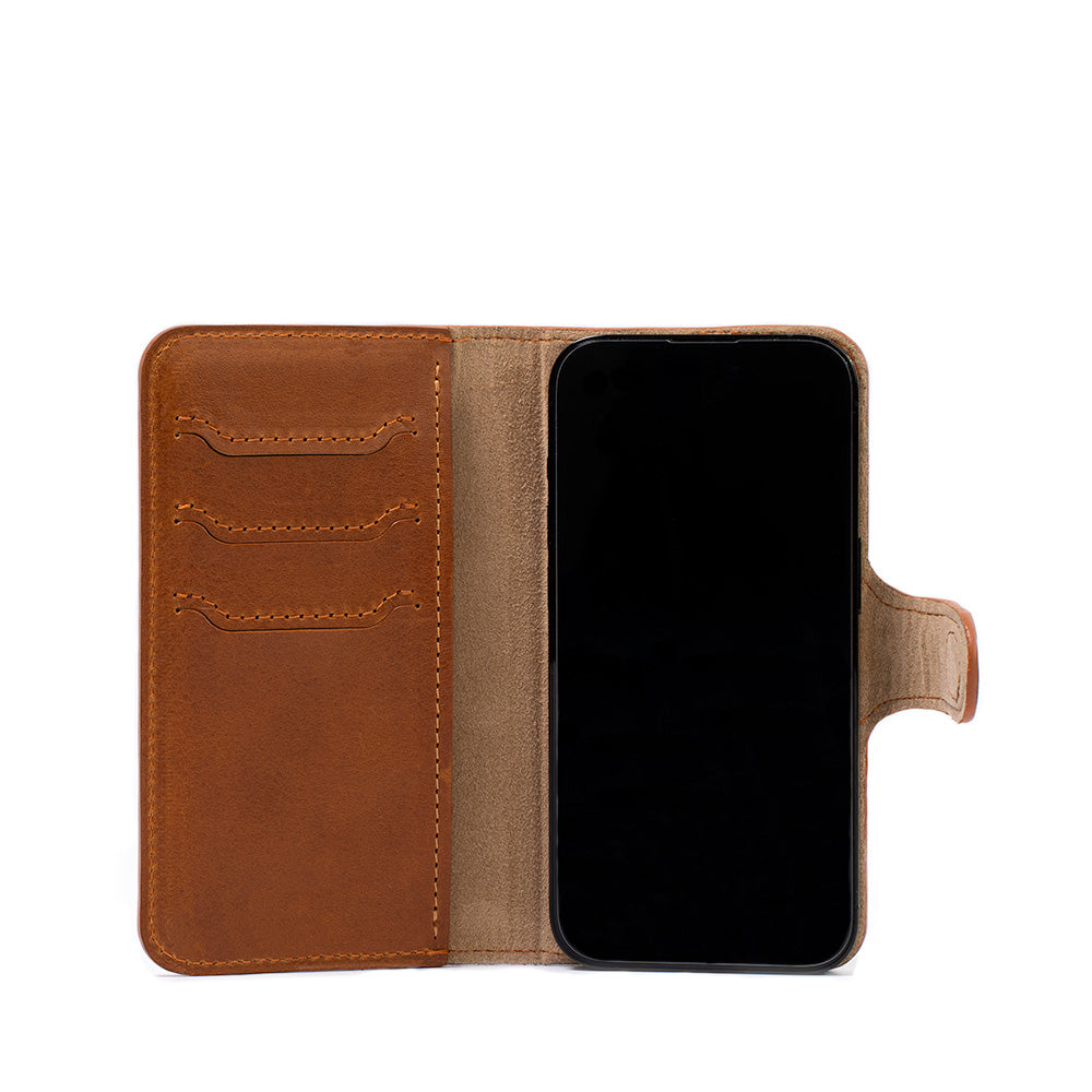 Funda tipo cartera de cuero con MagSafe para Iphone 16 pro y pro max