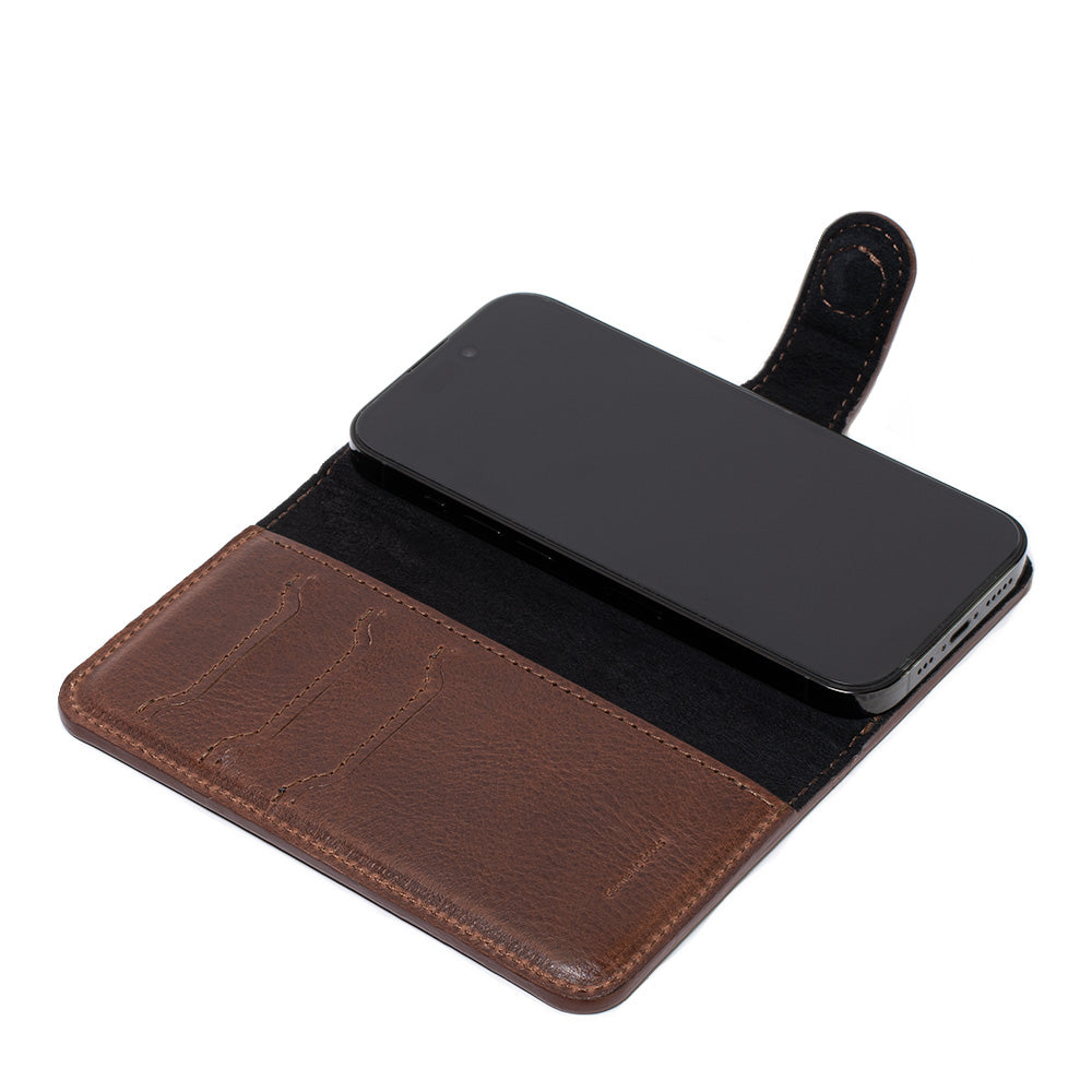 Funda tipo cartera de cuero con MagSafe para Iphone 16 pro y pro max