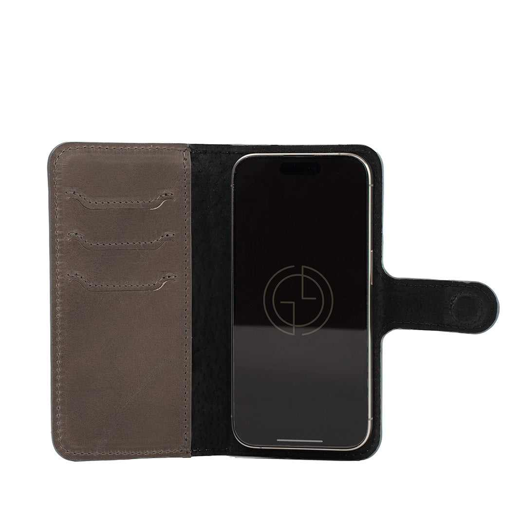 Funda tipo cartera de cuero con MagSafe para Iphone 16 pro y pro max