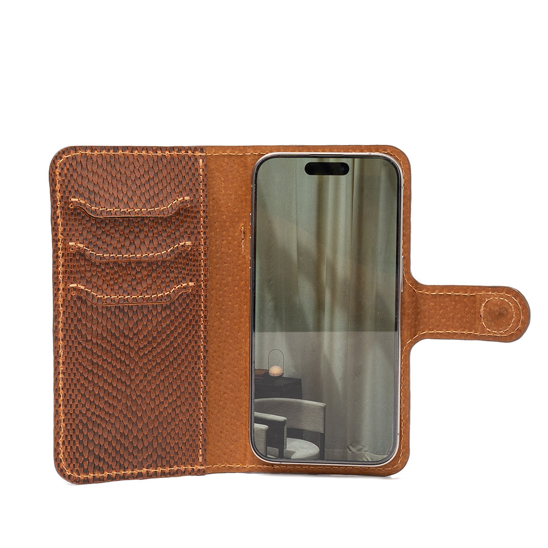 Funda tipo cartera de cuero con MagSafe para Iphone 16 pro y pro max