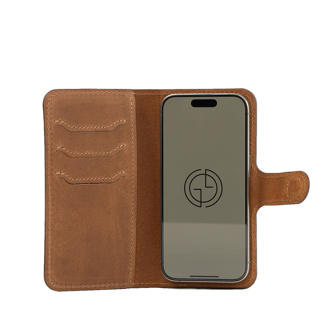 Funda tipo cartera de cuero con MagSafe para Iphone 16 pro y pro max