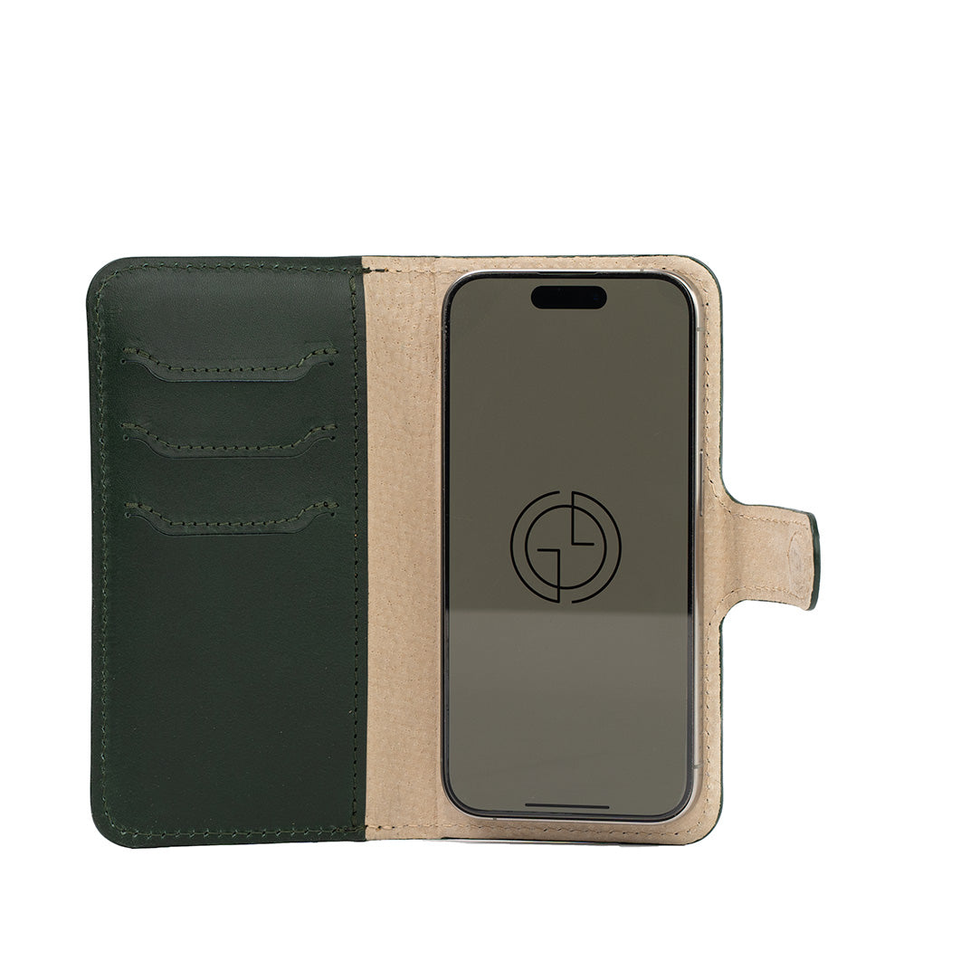 Funda tipo cartera de cuero con MagSafe para Iphone 16 pro y pro max