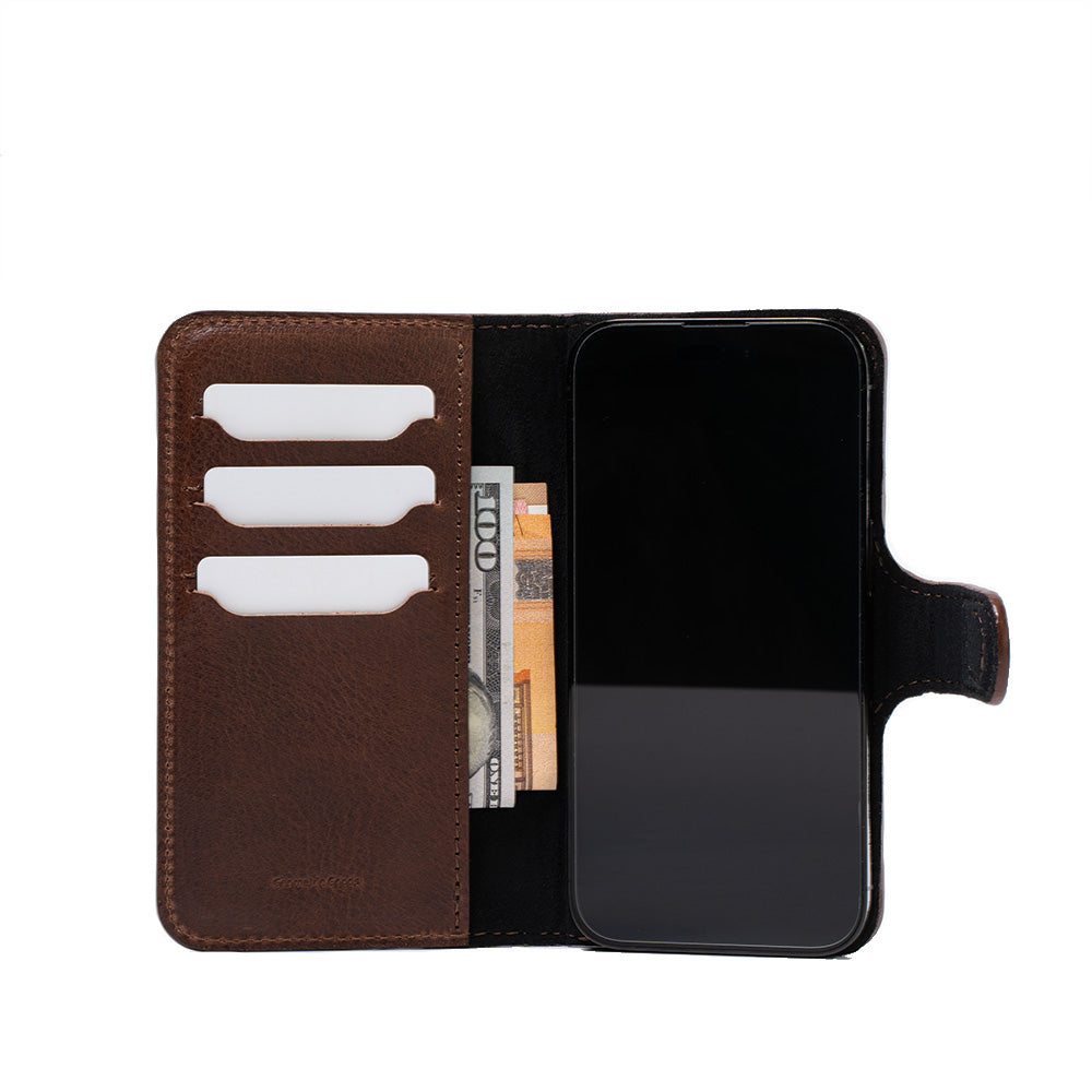 Funda tipo cartera de cuero con MagSafe para Iphone 16 pro y pro max