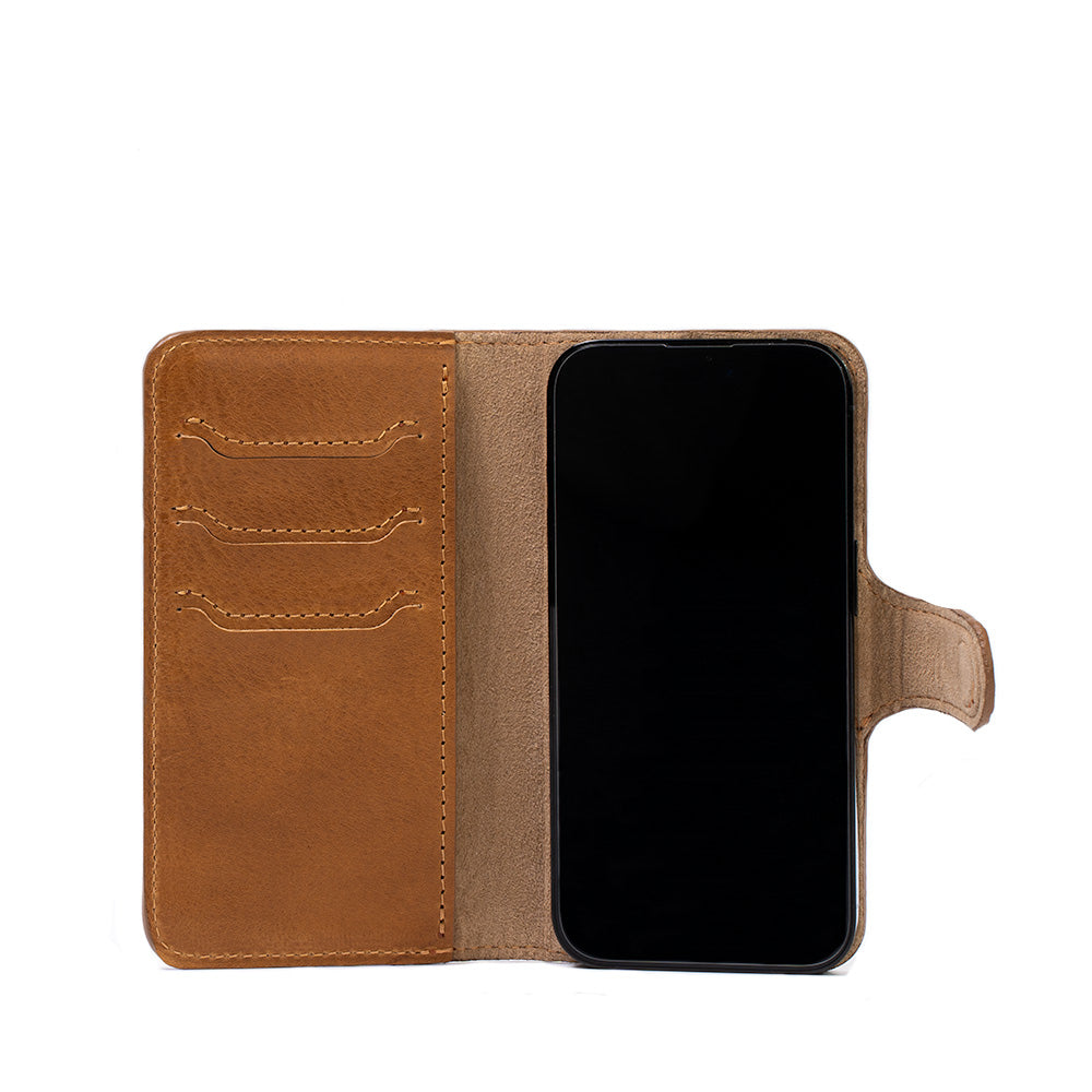 Funda tipo cartera de cuero con MagSafe para Iphone 16 pro y pro max