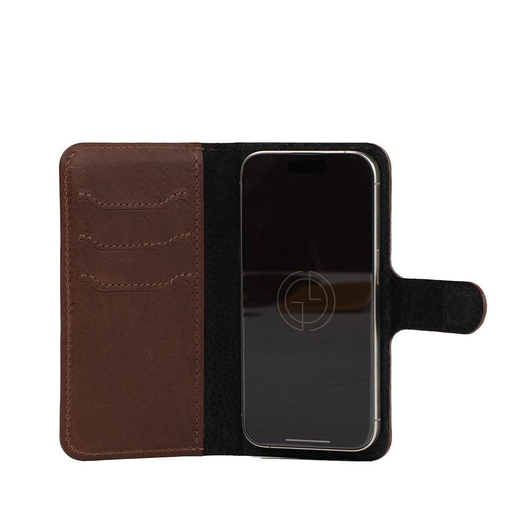 Funda tipo cartera de cuero con MagSafe para Iphone 16 pro y pro max