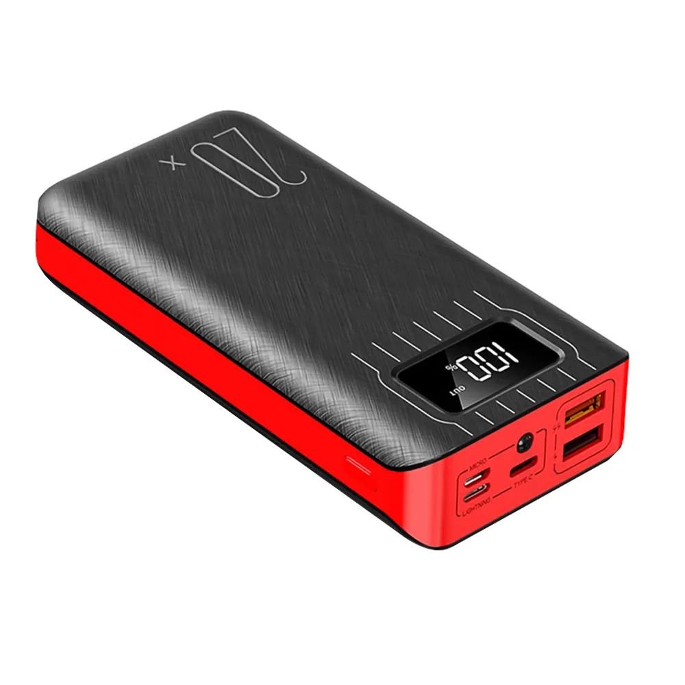 Batería externa de 20000 mAh con doble puerto USB y linterna LED