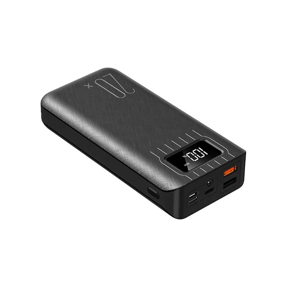 Batería externa de 20000 mAh con doble puerto USB y linterna LED